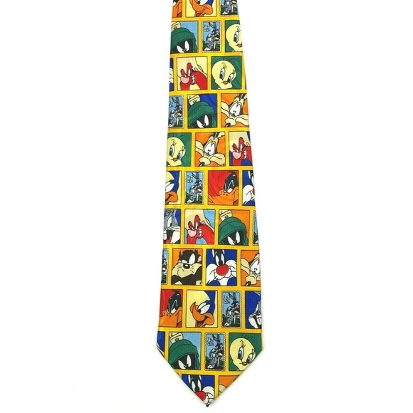 LOONEY TUNES Tie Daffy Duck Bugs Bunny Teetwy Silvester Marvin Taz Silk Necktie - Picture 5 of 11